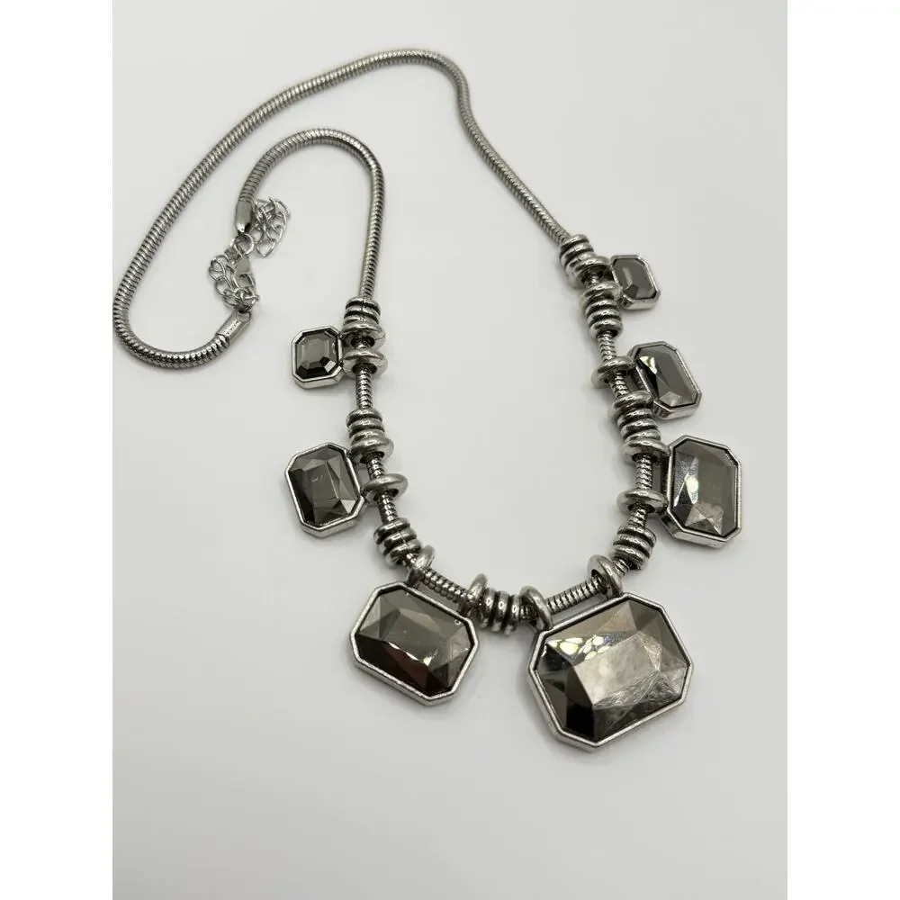 Gunmetal Statement Necklace & Earrings Set